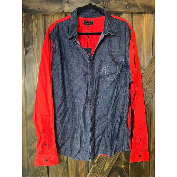 True Religion Manchester United Shirt Button Up Long Sleeve - Picture 1 of 8